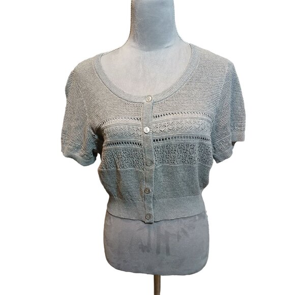 Torrid Grey Open Stitch Shrug Sweater Classicore Crop Cardigan Womens Size 0 NEW - Picture 1 of 7